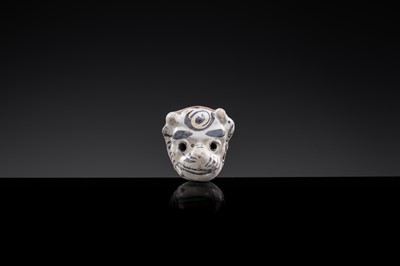 A CIZHOU SLIP PAINTED ‘TIGER MASK’ WHISTLE, JIN-YUAN DYNASTY