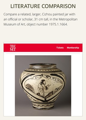 A SMALL CIZHOU SLIP PAINTED ‘CIVIL SERVANT’ JARLET, JIN-YUAN DYNASTY