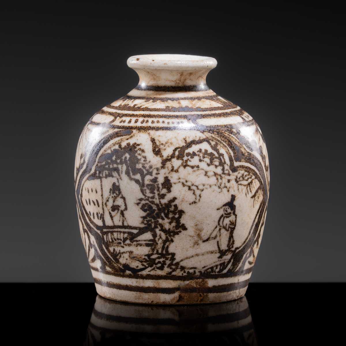 A SMALL CIZHOU SLIP PAINTED ‘CIVIL SERVANT’ JARLET, JIN-YUAN DYNASTY