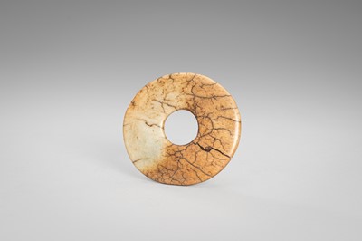 Lot 920 - A JADE CLOUD MASK AND BI DISK, HONGSHAN CULTURE OR LATER