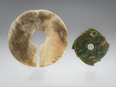 Lot 926 - TWO JADE DISKS, BI, QIJIA CULTURE