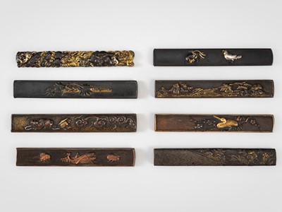 Lot 1252 - A GROUP OF EIGHT MIXED-METAL KOZUKA