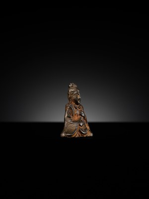 A GILT IRON MINIATURE FIGURE OF BENZAITEN