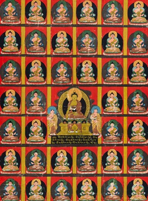 Lot 109 - A THANGKA OF CONFESSIONAL BUDDHAS, 20TH CENTURY