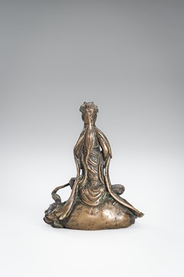 A FINE BRONZE FIGURE OF MONJU BOSATSU ON A SHISHI