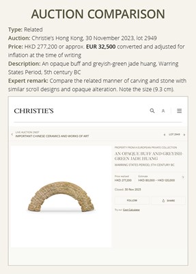 Lot 162 - A RARE JADE ‘PRANCING TIGER’ PENDANT, WARRING STATES PERIOD