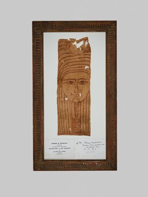 Lot 20 - A FINE PAINTED LINEN FRAGMENT, PTOLEMAIC PERIOD