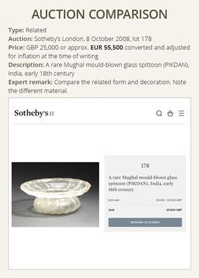 Lot 319 - A MUGHAL CARVED CRYSTAL VESSEL AND COVER, PIKDAN, 17TH-18TH CENTURY