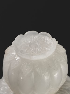 Lot 319 - A MUGHAL CARVED CRYSTAL VESSEL AND COVER, PIKDAN, 17TH-18TH CENTURY