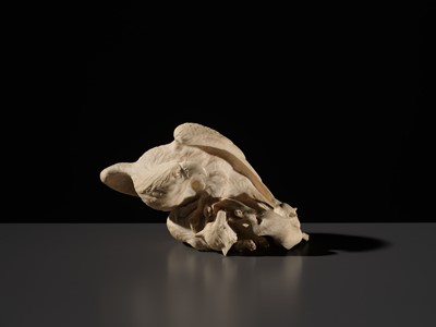 TOMOKAZU: A SUPERB IVORY OKIMONO OF AN EAGLE WITH TWO FOXES