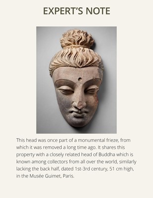 Lot 182 - A GRAY SCHIST HEAD OF BUDDHA, ANCIENT REGION OF GANDHARA, 2ND-3RD CENTURY