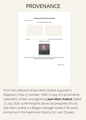 Lot 282 - A JAMMU TERRACOTTA HEAD OF A FEMALE DEITY, 6TH-7TH CENTURY