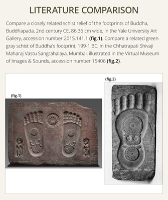 Lot 186 - A RARE GRAY SCHIST RELIEF OF THE FOOTPRINTS OF BUDDHA, BUDDHAPADA, ANCIENT REGION OF GANDHARA