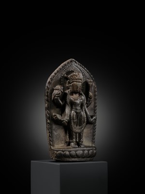 Lot 10 - A STONE STELE OF VISHNU, LATE MALLA, THREE KINGDOMS PERIOD