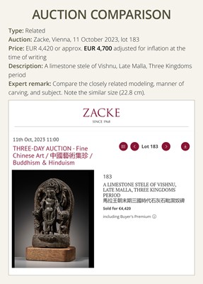 Lot 10 - A STONE STELE OF VISHNU, LATE MALLA, THREE KINGDOMS PERIOD