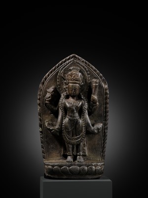 Lot 10 - A STONE STELE OF VISHNU, LATE MALLA, THREE KINGDOMS PERIOD