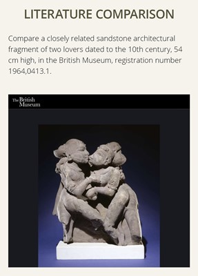 A PINK SANDSTONE RELIEF DEPICTING AN AMOROUS COUPLE, MITHUNA, CHANDELA PERIOD, 10TH-11TH CENTURY