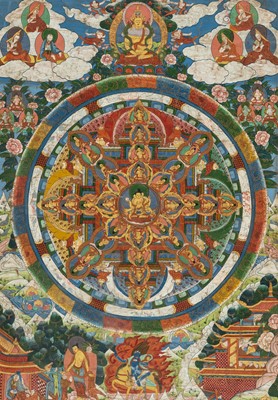Lot 773 - A FINE MANDALA THANGKA, HIMALAYAN REGION