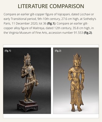 Lot 301 - A SUPERB COPPER ALLOY FIGURE OF MAITREYA, LICCHAVI REVIVAL