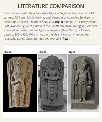 Lot 422 - A RARE ANDESITE FIGURE OF THE DIVINE SAGE AGASTYA, EAST JAVA, 12TH-13TH CENTURY