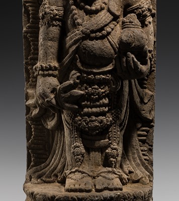 Lot 422 - A RARE ANDESITE FIGURE OF THE DIVINE SAGE AGASTYA, EAST JAVA, 12TH-13TH CENTURY
