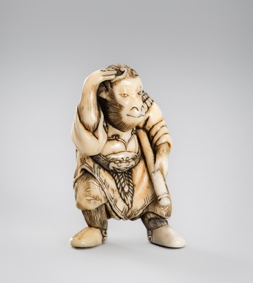 Lot 1531 - TOYOKAWA KOICHI: A FINE IVORY NETSUKE OF SONGOKU