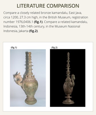 Lot 680 - A BRONZE HOLY WATER VESSEL, KAMANDALU, EAST JAVA, 13TH-14TH CENTURY
