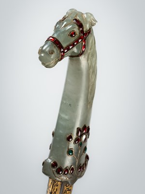 Lot 1275 - A MUGHAL-STYLE ‘HORSE’ DAGGER, KHAJAR, c. 1900s