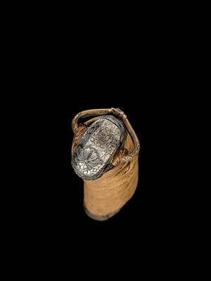 Lot 121 - A FINE SILVER-MOUNTED KOSHIRAE FOR A TACHI IN ITOMAKI