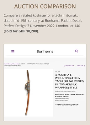 Lot 121 - A FINE SILVER-MOUNTED KOSHIRAE FOR A TACHI IN ITOMAKI