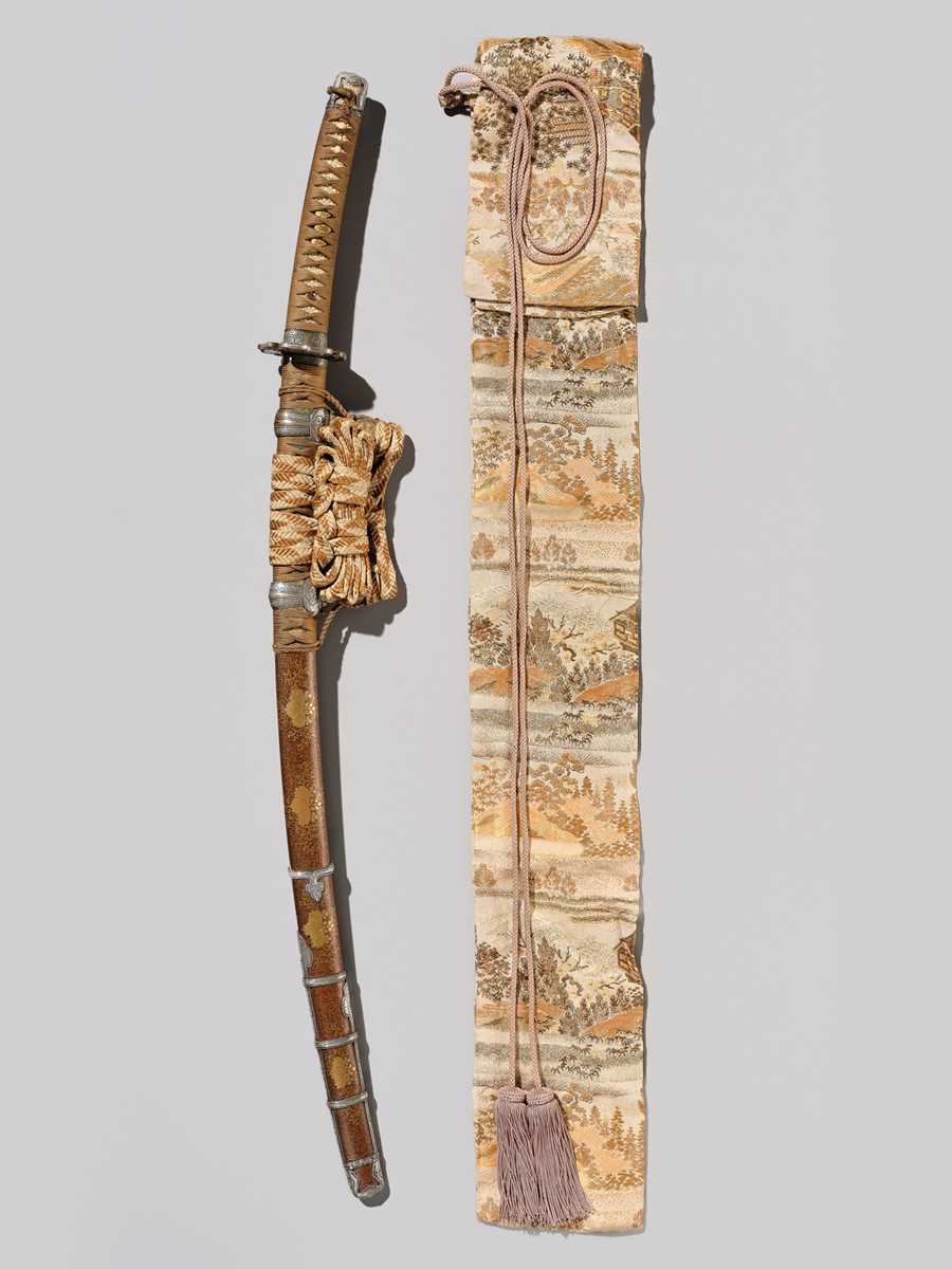 Lot 121 - A FINE SILVER-MOUNTED KOSHIRAE FOR A TACHI IN ITOMAKI