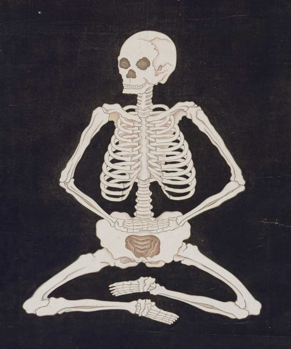 Lot 325 - A RARE HANGING SCROLL PAINTING OF A MEDITATING SKELETON