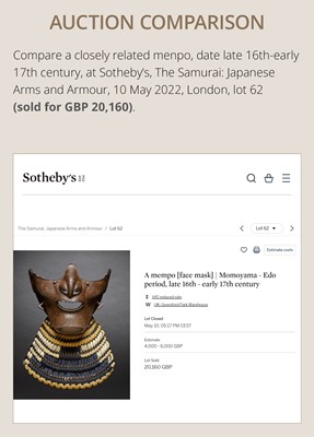 Lot 88 - A LACQUERED IRON ‘FANGED’ RESSEI MENPO