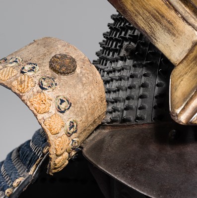 Lot 89 - MYOCHIN NOBUYOSHI: AN IRON KOBOSHI KABUTO AND TENGU MENPO