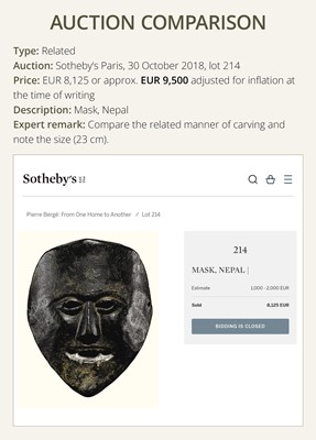 Lot 230 - A FINE WOOD SHAMAN MASK WITH HAIR, MIDDLE HILLS, NEPAL, 18TH-19TH CENTURY