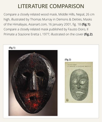Lot 230 - A FINE WOOD SHAMAN MASK WITH HAIR, MIDDLE HILLS, NEPAL, 18TH-19TH CENTURY