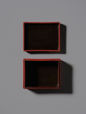 A CINNABAR LACQUER ‘CHRYSANTHEMUM’ BOX AND COVER, QING DYNASTY