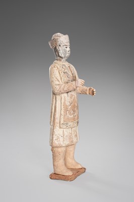 Lot 1097 - A PAINTED POTTERY FIGURE OF A NOBLEMAN, MING DYNASTY