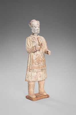 Lot 1097 - A PAINTED POTTERY FIGURE OF A NOBLEMAN, MING DYNASTY