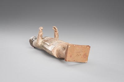 Lot 1097 - A PAINTED POTTERY FIGURE OF A NOBLEMAN, MING DYNASTY