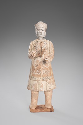 Lot 1097 - A PAINTED POTTERY FIGURE OF A NOBLEMAN, MING DYNASTY