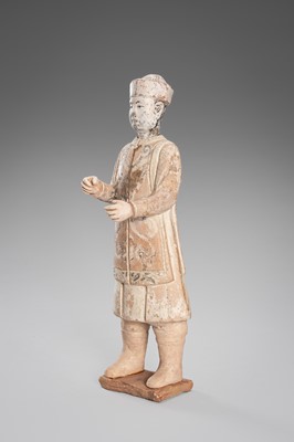 Lot 1097 - A PAINTED POTTERY FIGURE OF A NOBLEMAN, MING DYNASTY