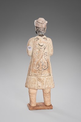 Lot 1097 - A PAINTED POTTERY FIGURE OF A NOBLEMAN, MING DYNASTY