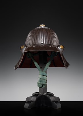 Lot 96 - A HARUTA SCHOOL IRON SUJIBACHI KABUTO WITH ODA CLAN MON