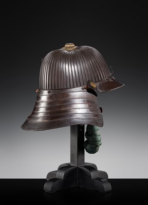 Lot 96 - A HARUTA SCHOOL IRON SUJIBACHI KABUTO WITH ODA CLAN MON