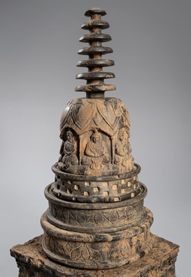 Lot 1365 - A VERY LARGE SCHIST STUPA