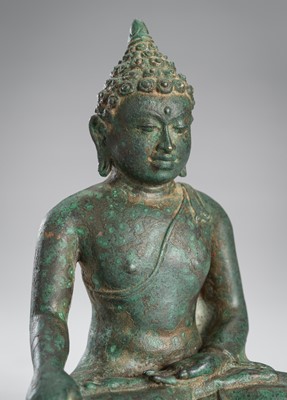 Lot 1372 - A BRONZE FIGURE OF BUDDHA AKSHOBYA, JAVA, 9TH CENTURY