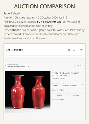A LARGE FLAMBÉ GLAZED BALUSTER VASE, LATE 19TH CENTURY