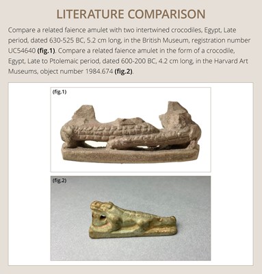 Lot 44 - A WHITE LIMESTONE AMULET OF SOBEK, PTOLEMAIC PERIOD