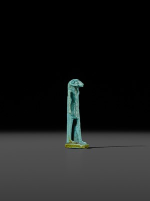 Lot 48 - A TURQUOISE-GLAZED FAIENCE AMULET OF KHNUM, THIRD INTERMEDIATE TO LATE PERIOD